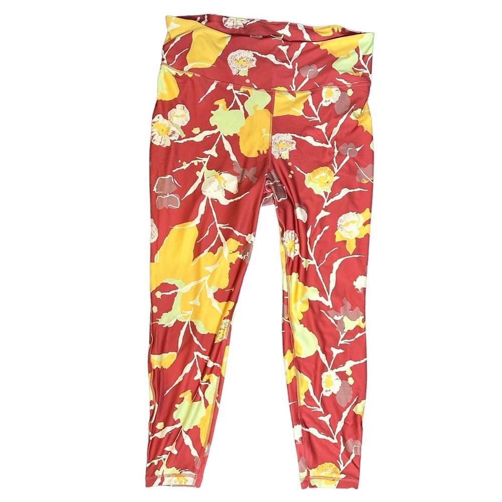 Reebok Plus Size Workout Athletic Leggings Size 3 X 22 24W‎ Floral Print Crop